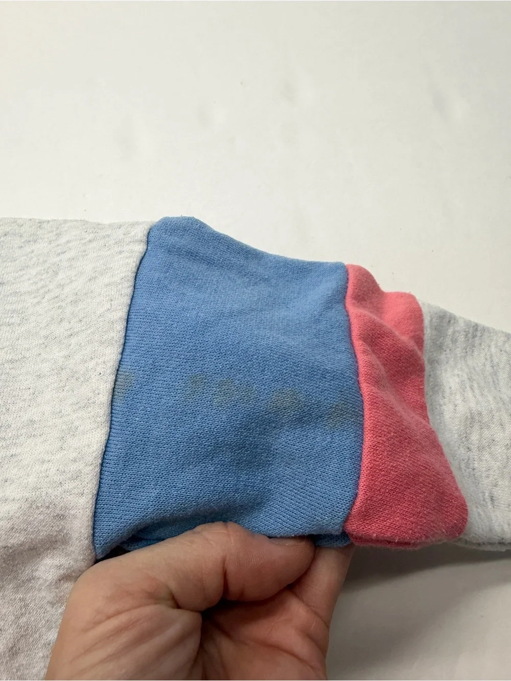 Vintage 80s Colorblock Sweatshirt Kids Heather Gray Pink Blue